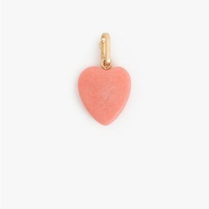 Gold Heart Charm Pendant in Coral Pink